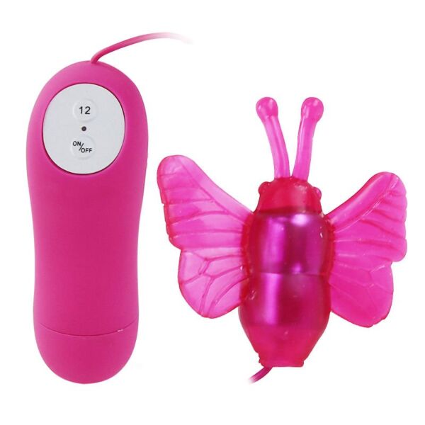 Borboleta vibratória Baile de cor lilás com antenas e o respetivo comando com fio