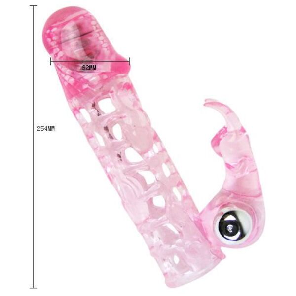 Capa vibratória para pénis Baile Ultimate Sleeve Love, transparente