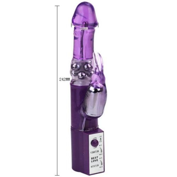 Vibrador rabbit Baile Hot Lady II com eixo de pérolas e estimulador de clitóris em forma de coelhinho