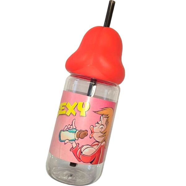Biberão Diablo Picante 360 ml com ponta vermelha em forma de pénis