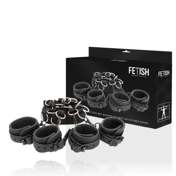 Set de algemas de cama Fetish Submissive Luxury com neopreno, com as fitas, as algemas de pulso e as de tornozelo