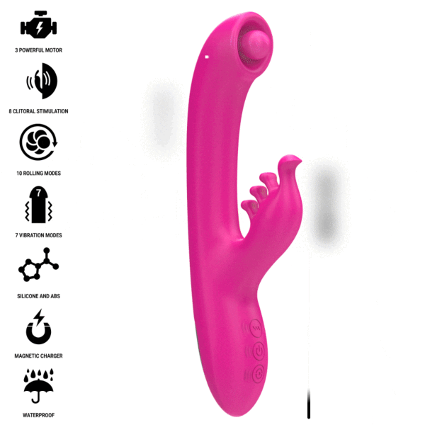 Vibrador rabbit Intense Christina com eixo inserível e braço externo para o clitóris