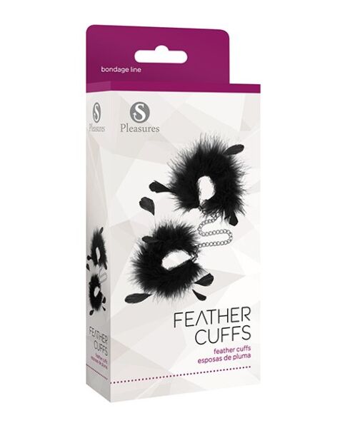 Algemas S Pleasures Feather Cuffs, duas algemas de penas unidas por uma corrente
