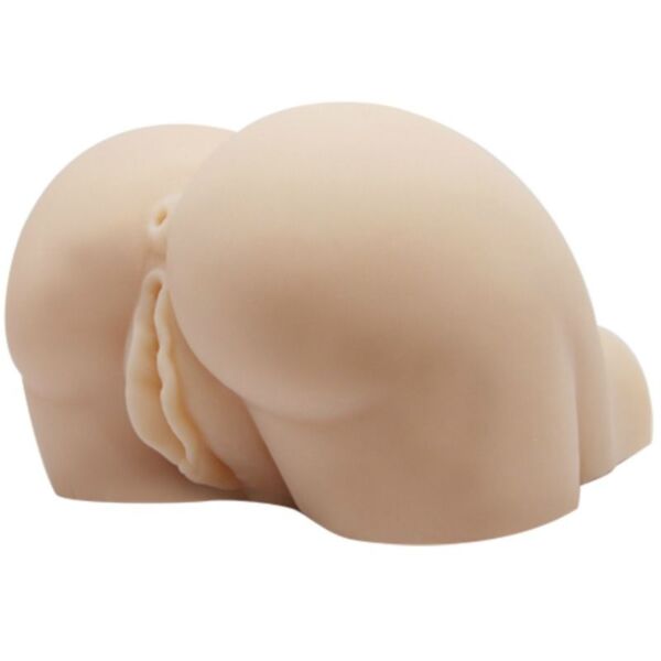 Masturbador Baile BM-009190 em forma de torso reduzido com vagina e ânus, em cor natural, junto ao respetivo comando