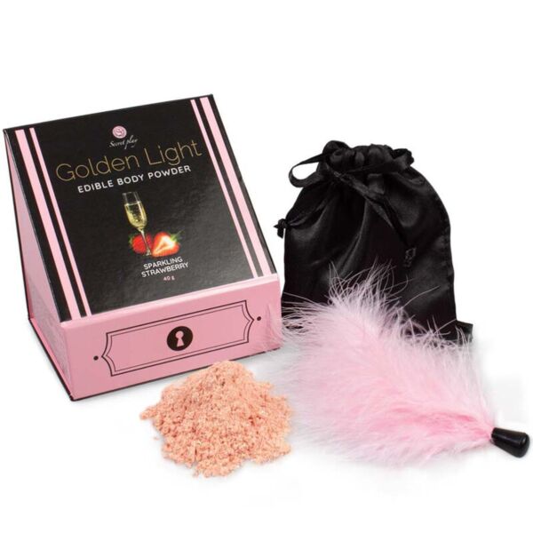 Kit de pó comestível Secret Play com a pena e o saco de cetim
