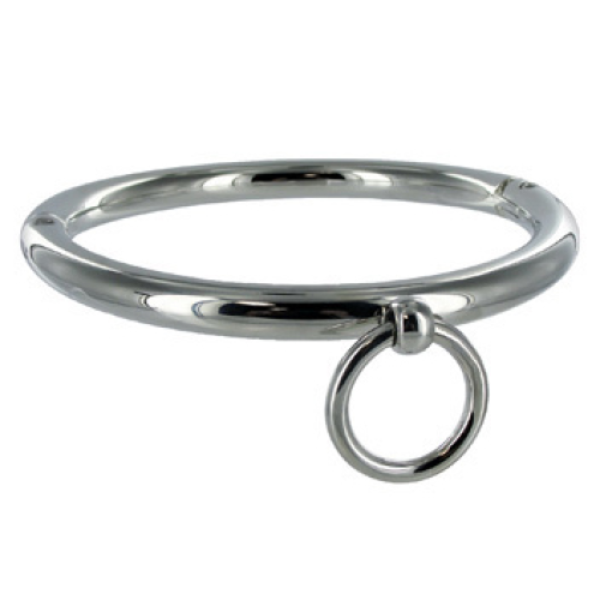Coleira BDSM Metal Hard de metal cromado com argola em O