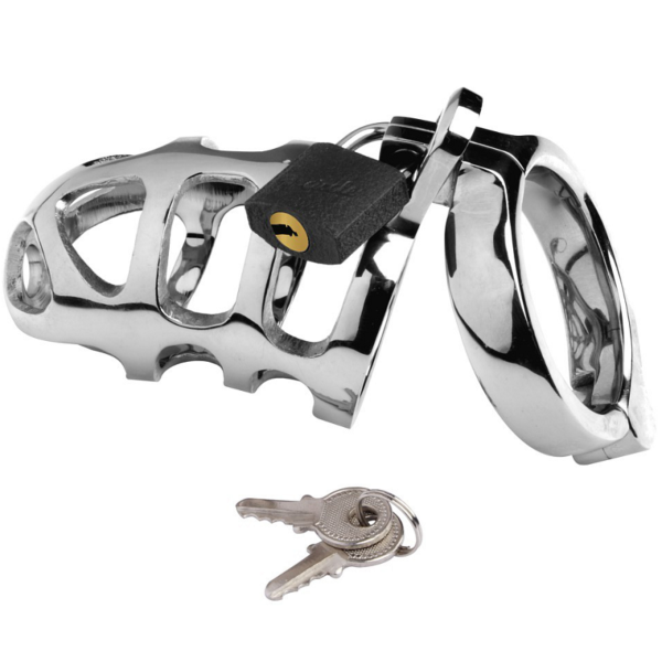 Gaiola de castidade Metal Hard de metal, com o respetivo anel para os testículos