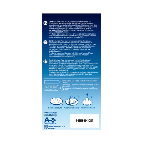 Preservativos de poliuretano Control Free Sem Látex, pack de 5 unidades