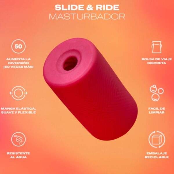Manga masturbadora Durex Slide & Ride, cor-de-rosa