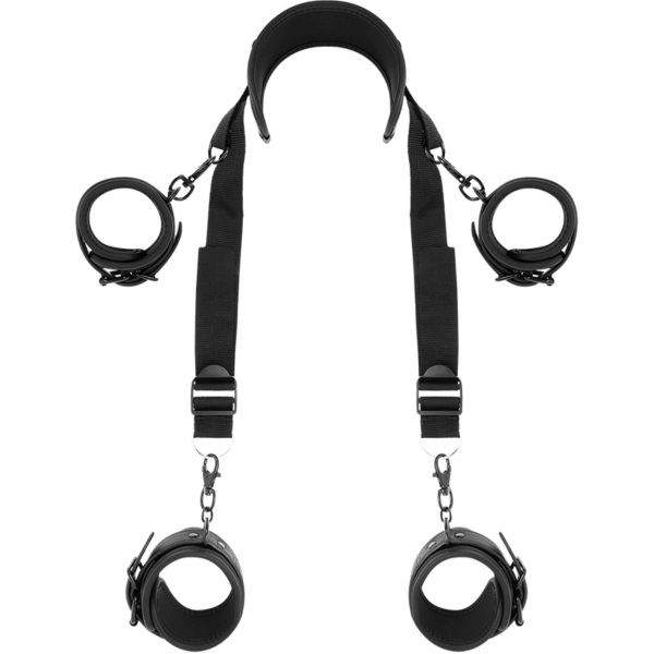Kit de algemas Fetish Submissive com algemas de pulso e tornozelo, arnês de pescoço e correias