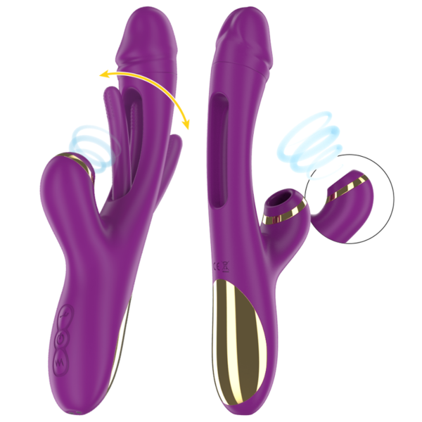 Estimulador Intense Ateneo roxo com revestimento dourado e língua oscilante