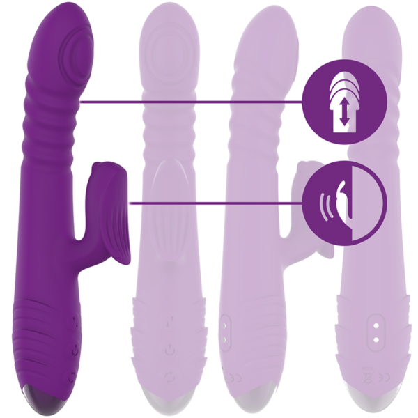 Vibrador Intense Iggy roxo, com estimulador de clitóris