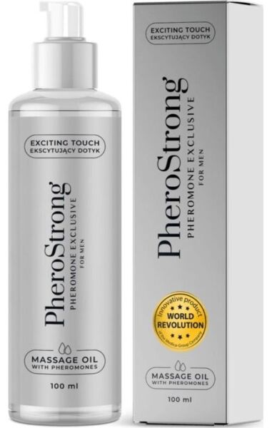 Óleo de massagem com feromonas PheroStrong para homem, formato de 100 ml