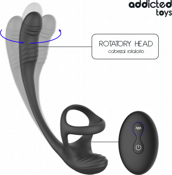 Massajador de próstata Addicted Toys 360º com o ovo prostático, o anel e o comando