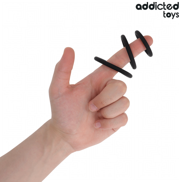 Conjunto de três anéis penianos Addicted Toys Model 2, em silicone
