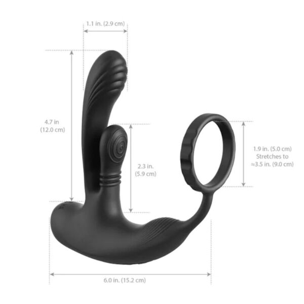 Estimulador Pipedream Ass-Gasm IntiMotion com cabeça para a próstata, plug anal texturizado e almofada perineal