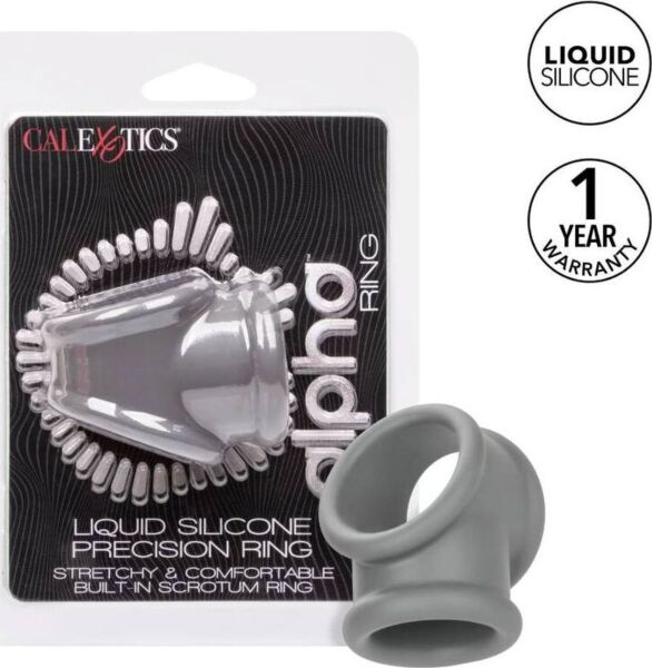 Anel peniano CalExotics Alpha Precision Ring, cinzento, com os dois anéis unidos