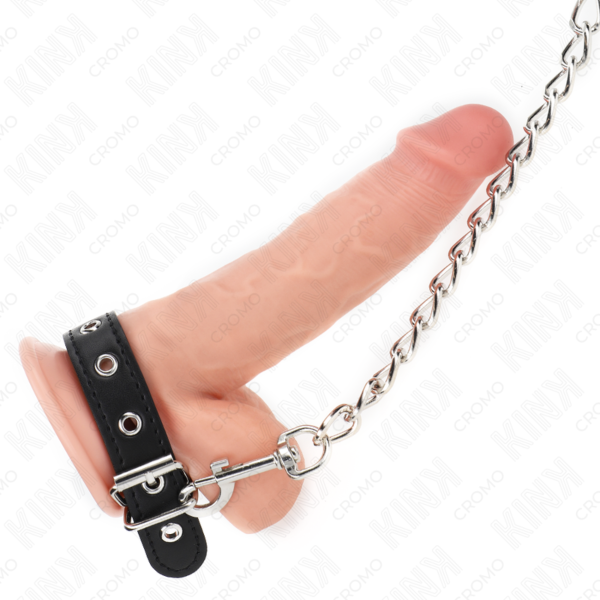 Anel peniano Kink Ring Power com correia ajustável e corrente de metal