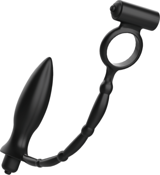 Plug anal vibratório Addicted Toys Annal Massager Cockring, com o respetivo anel peniano