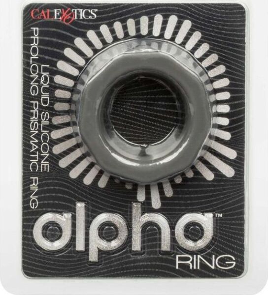 Anel peniano CalExotics Alpha Prolong Prismatic Ring, de silicone cinzento