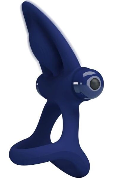 Anel vibratório Pretty Love BI-210306-3 azul, com o seu estimulador de cerdas