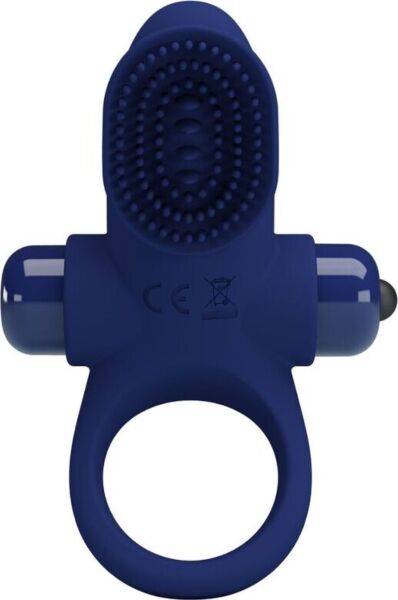 Anel peniano vibratório Pretty Love BI-210205-3 de silicone azul com a sua bala vibratória