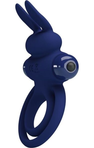 Anel peniano vibratório Pretty Love BI-210206-3 azul, em forma de coelho
