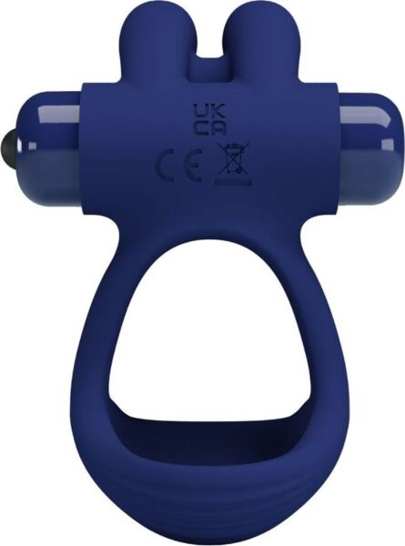 Anel peniano vibratório duplo Pretty Love BI-210320 em silicone azul