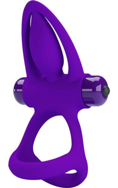 Anel vibratório Pretty Love BI-210306 com o seu estimulador de cerdas e ponta em forma de golfinho