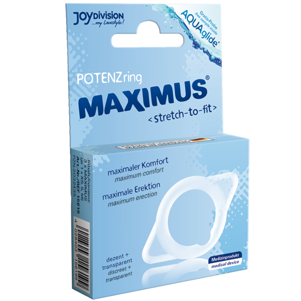 Pack de três anéis penianos JOYDIVISION Maximus nos tamanhos XS, S e M, transparentes