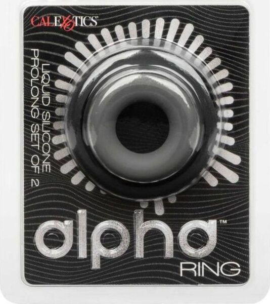 Os dois anéis penianos do CalExotics Alpha Prolong Set of 2, em silicone