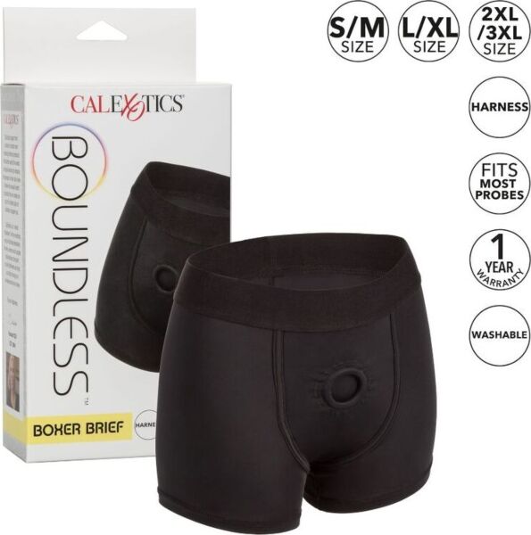 Arnês strap-on estilo boxer CalExotics Boundless Boxer Brief L/XL em preto