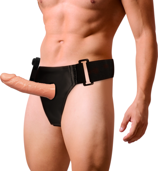 Extensão peniana oca Benny da Harness Attraction em cor natural, com as suas tiras