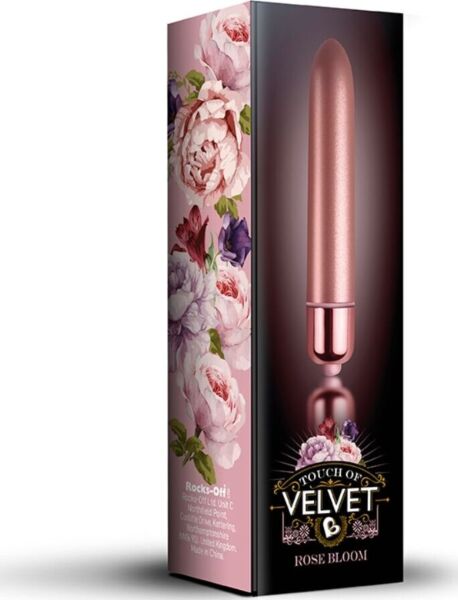 Bala vibratória Rocks Off Touch of Velvet Rose Bloom em cor de ouro rosa