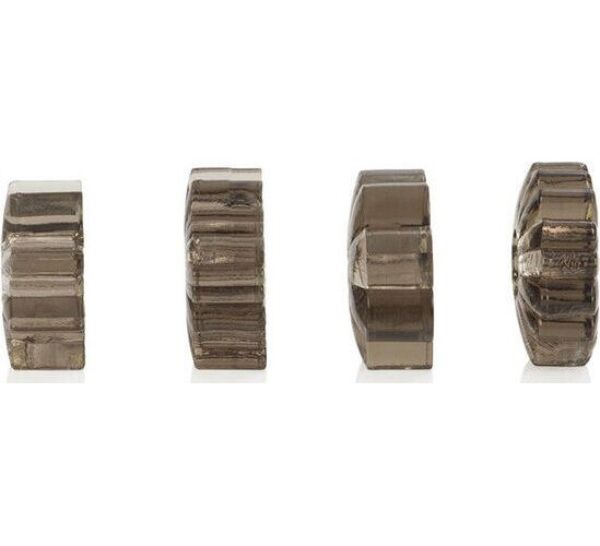Conjunto de anéis penianos CalExotics Basic Essentials Smoke em quatro formas diferentes e cor fumo
