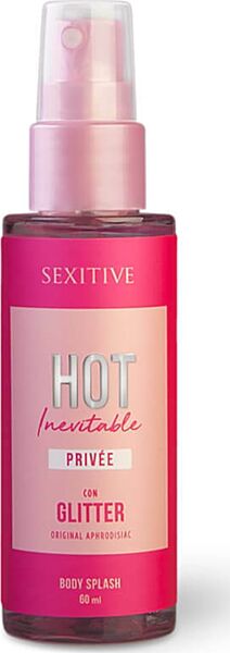 Bruma corporal Sexitive Hot Inevitable com glitter, frasco de 60 ml com vaporizador