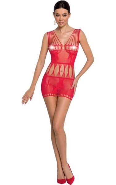 Minivestido de lingerie Passion BS090 de rede com rendas e transparências