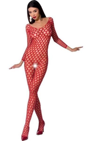 Bodystocking Passion BS077 de rede com renda e transparências