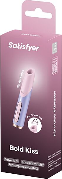 Estimulador de clitóris por sucção Satisfyer Bold Kiss Wave em rosa e violeta