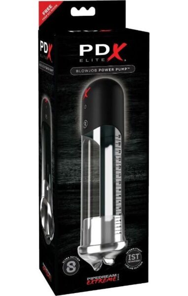 Bomba de sucção Pipedream PDX Elite Blowjob Power Pump, com tubo transparente e entrada macia