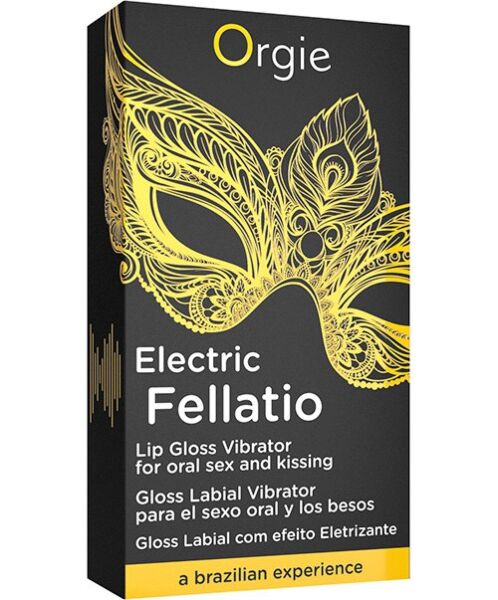 Brilho labial Orgie Sexy Vibe Electric Fellatio no seu frasco roll-on de vidro de 10 ml