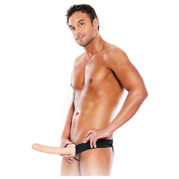 Arnês com dildo oco Fetish Fantasy Series 25,4 cm na cor chocolate