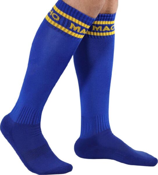 Meias altas Macho Underwear estilo meia de futebol, com o logótipo da marca