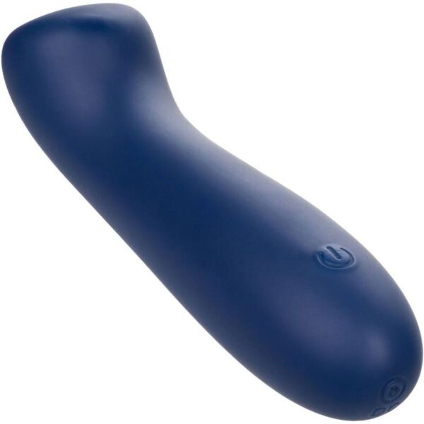 Vibrador CalExotics Cashmere Satin G em silicone azul, com cabeça plana e haste flexível