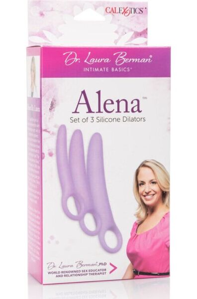 Conjunto de três dilatadores vaginais Calexotics Alena em silicone roxo, do mais pequeno ao maior