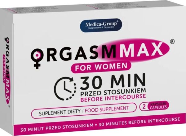 Caixa de cápsulas Orgasm Max For Women Capsules da Medica Group