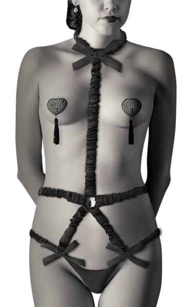 Arnês de lingerie Coquette Chic Desire com os tapa-mamilos a condizer