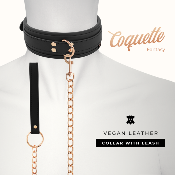 Coleira BDSM Coquette Chic Desire Fantasy com trela e corrente de metal