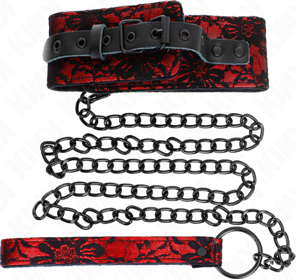 Coleira com trela Kink 105 cm, em couro e silicone