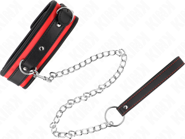 Coleira com argolas Kink Modelo 2 e trela de corrente com pega
